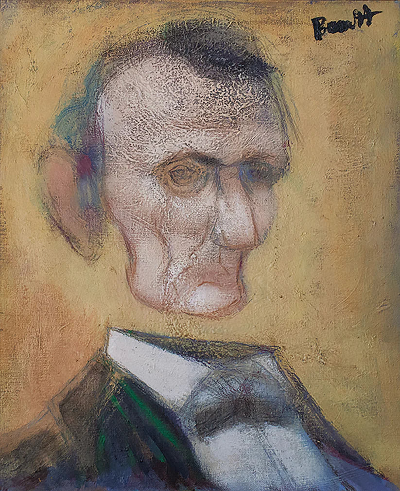 Lincoln Bust (Original, Acrylic on handcrafted canvas)