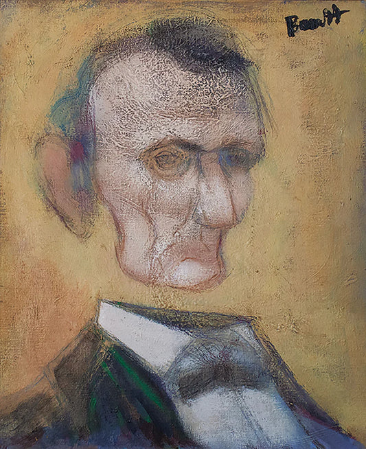 Lincoln Bust (Original, Acrylic on handcrafted canvas)